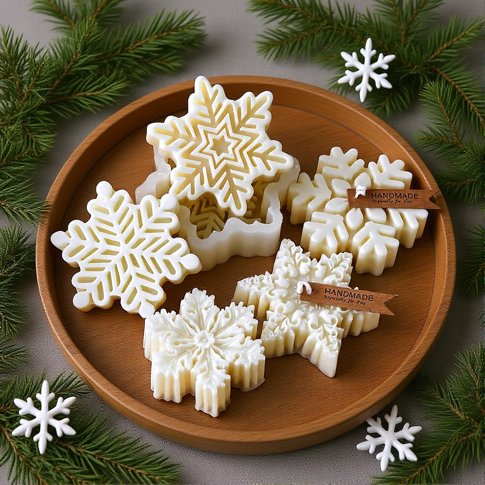 2025 Diy Christmas Snowflake Silicone Mold Scented Candle Handmade Soap Molds Christmas Biscuit Candy Chocolate Baking Mould - Image 2