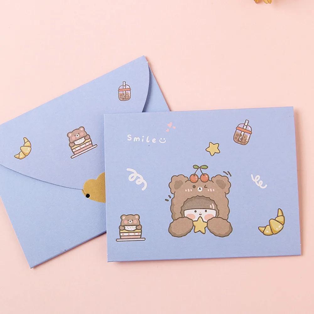 Bear Rabbit Blessing Thank Envelope Ins Cartoon Decoration Letter Paper Beautiful 9 Styles Cartoon Greeting Card