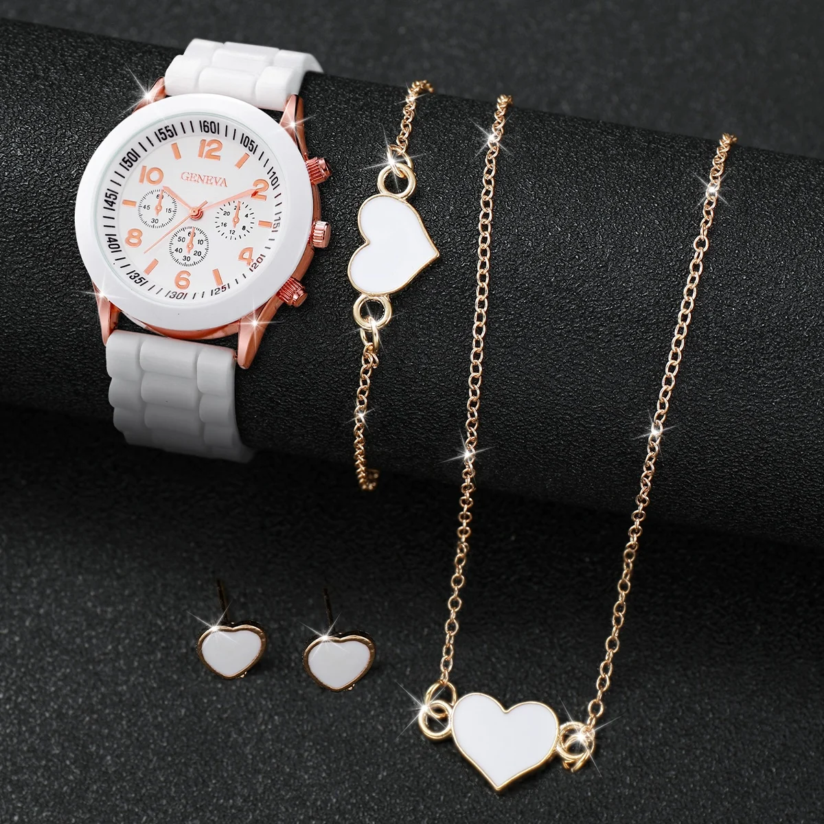 5/6PCS Women Watches Fashion Silicone Band Women Quartz Watches Jewelry Set Reloj Mujer Girls Clock Gift (Without Box) - Image 3