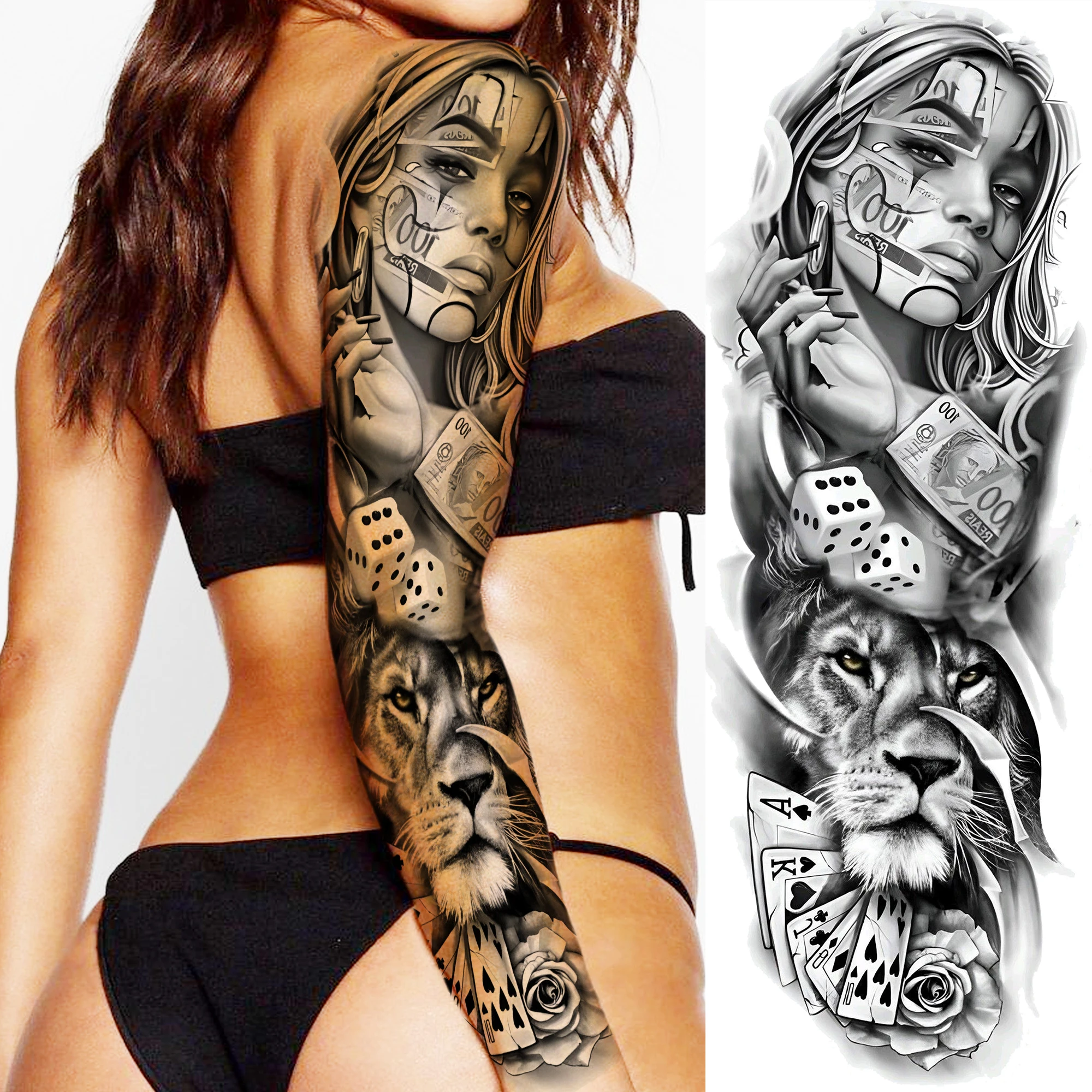 3 Sheet Full Arm Robber Gangster Temporary Tattoos For Men Women Waterproof Tatoo Sleeve Realistic Bad Guy Fake Tattoos Sticker - Image 4