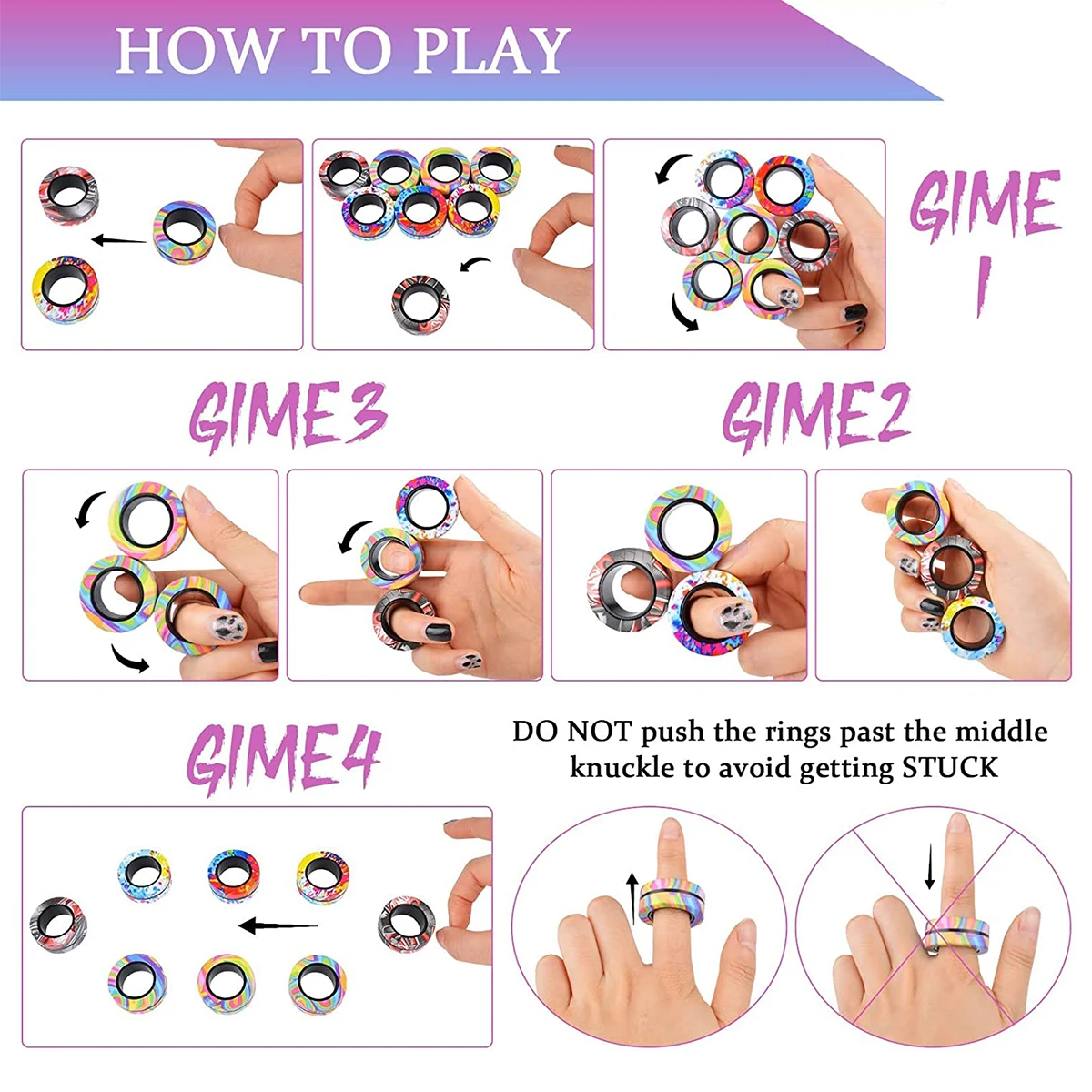 3Pcs Magnetic Rings Fidget Toy Set Adult Fidget Magnets Spinner Rings Fidget Pack Great Gift for Adults Teens Kids - Image 5